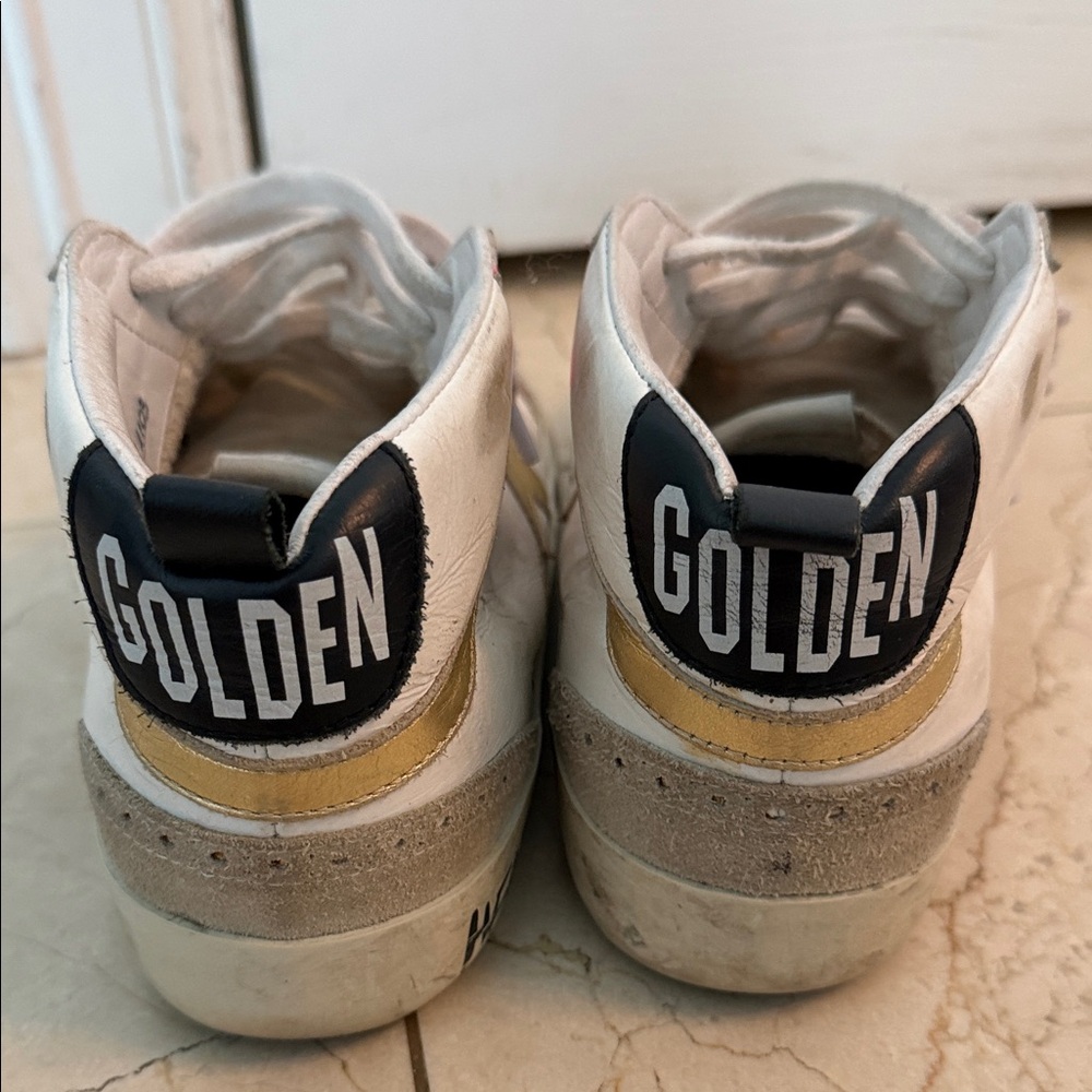 Golden Goose White and Pink High-Top Sneakers with Gold Star - Picture 2 of 8